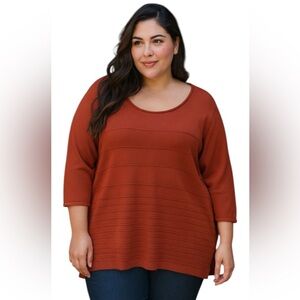 Penningtons "In Every Story" Warm Orange Knit Sweater Fits Size 2X-3X